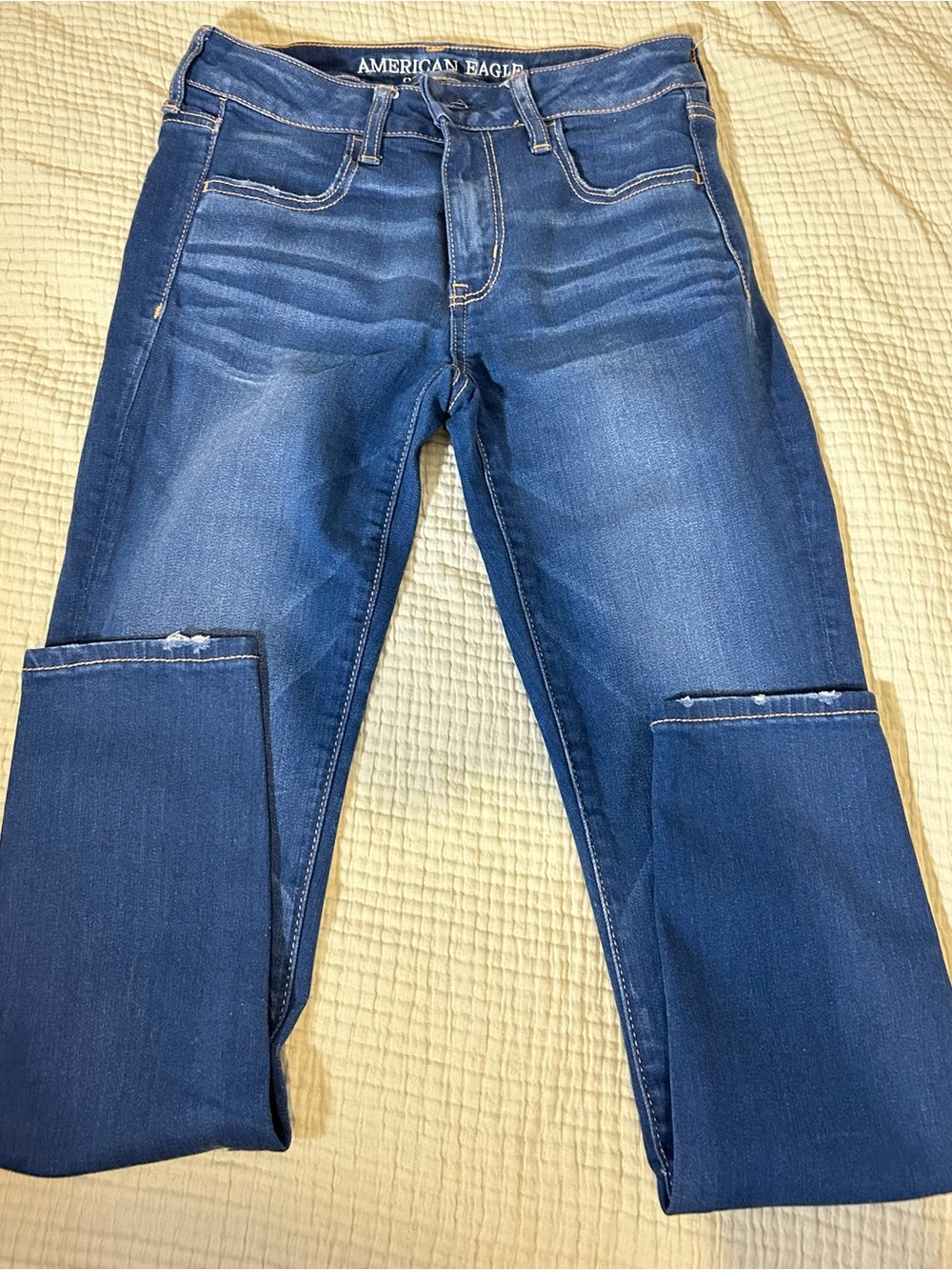 American Eagle Outfitters Women's Dark Blue Mid-rise Skinny Jeans